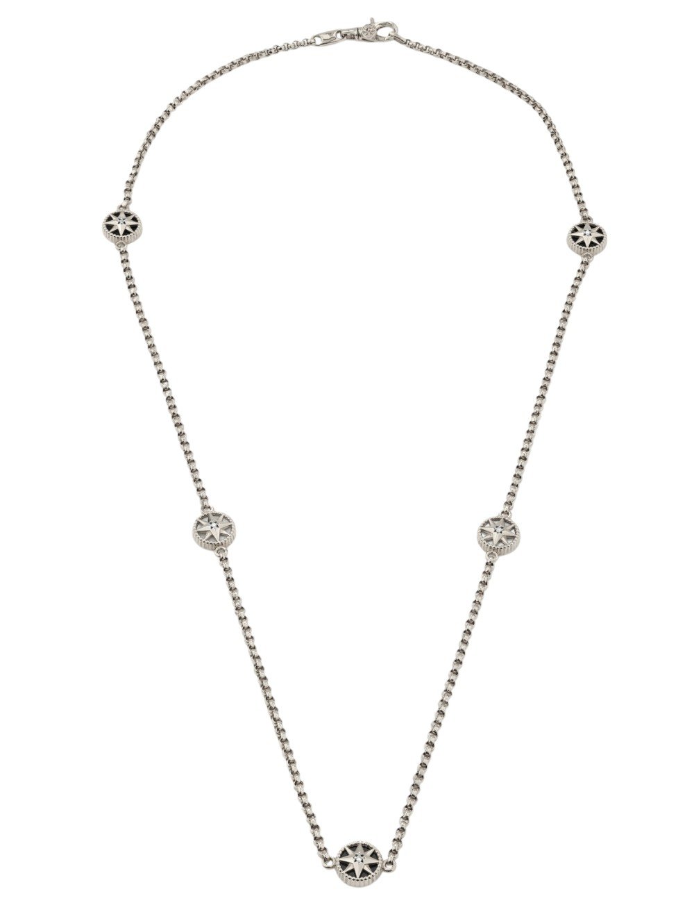 Колье из белого золота c бриллиантами, ониксом и перламутром