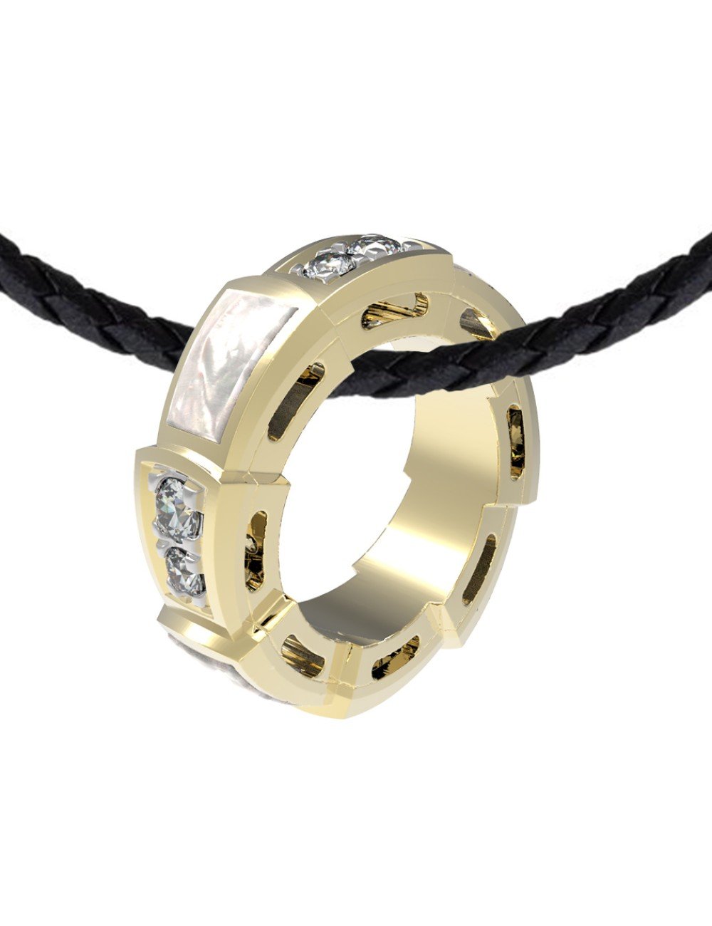 Подвеска из лимонного золота c бриллиантами и перламутром