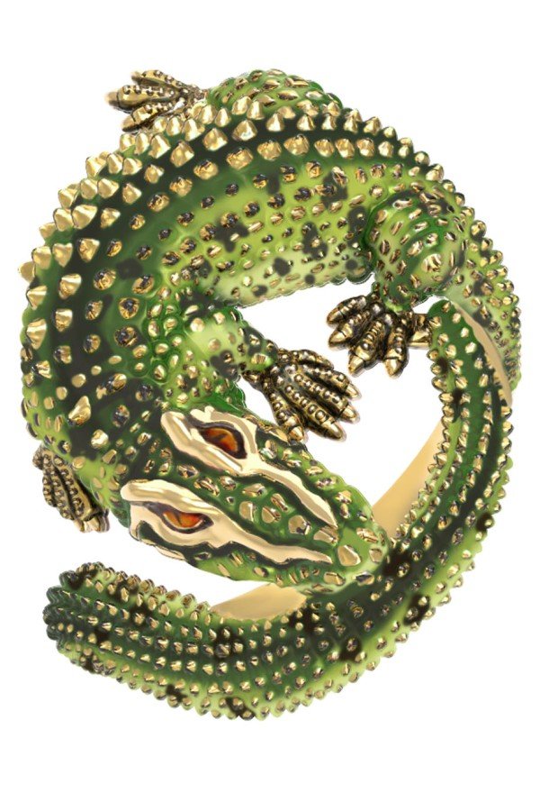 Кольцо из лимонного золота c эмалью