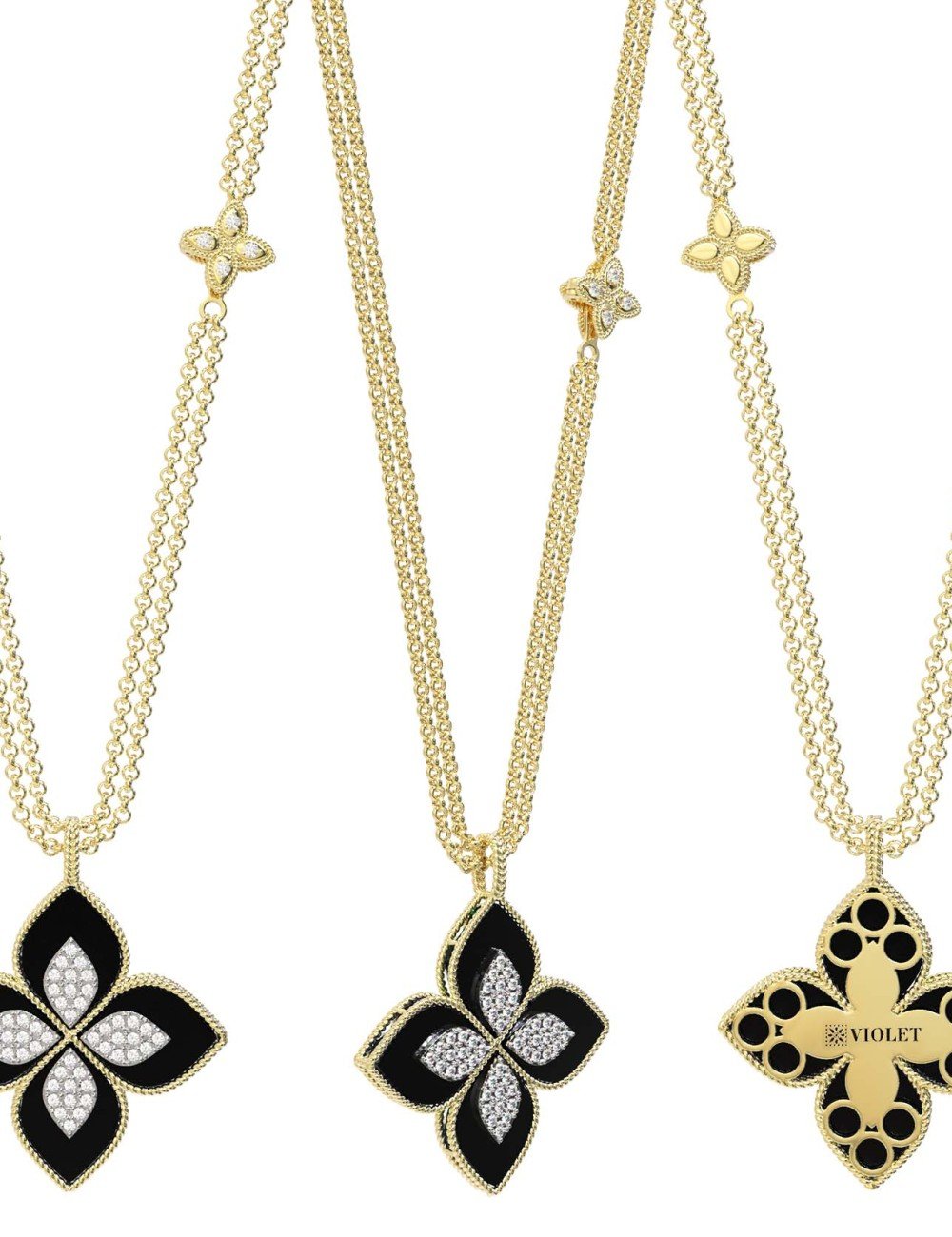 Колье из лимонного золота c бриллиантами и ониксом