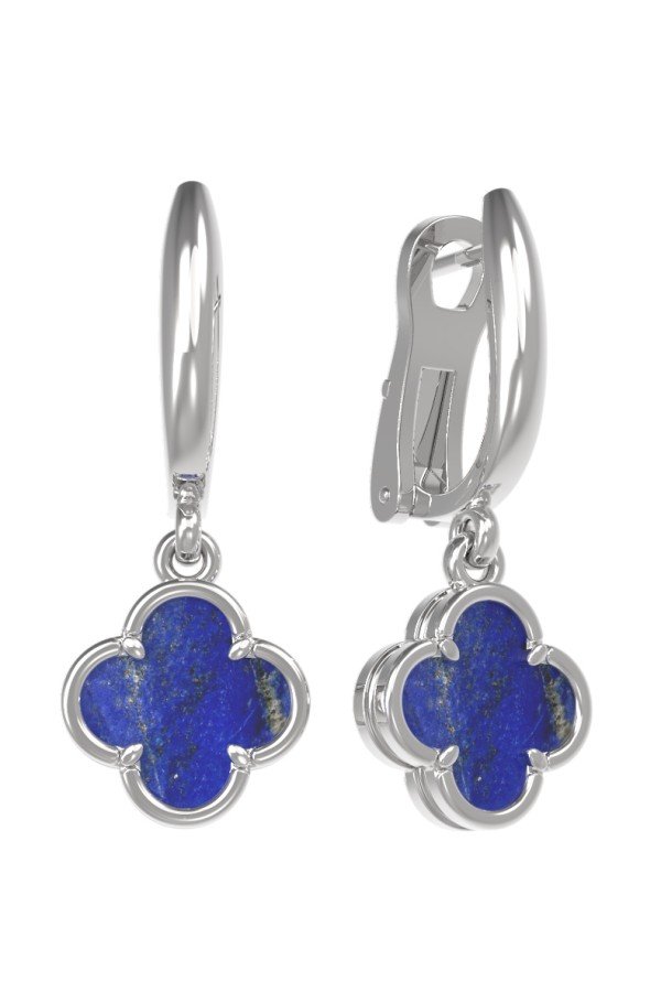 Серьги из белого золота c лазуритом