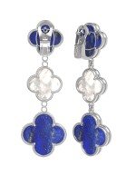 Серьги из белого золота c лазуритом и перламутром