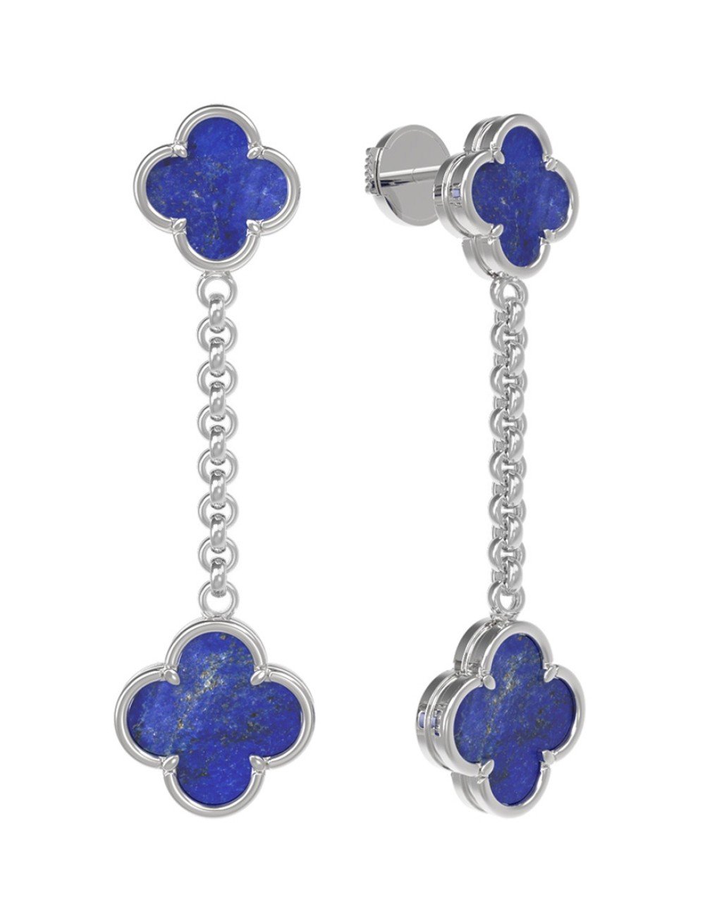 Серьги из белого золота c лазуритом