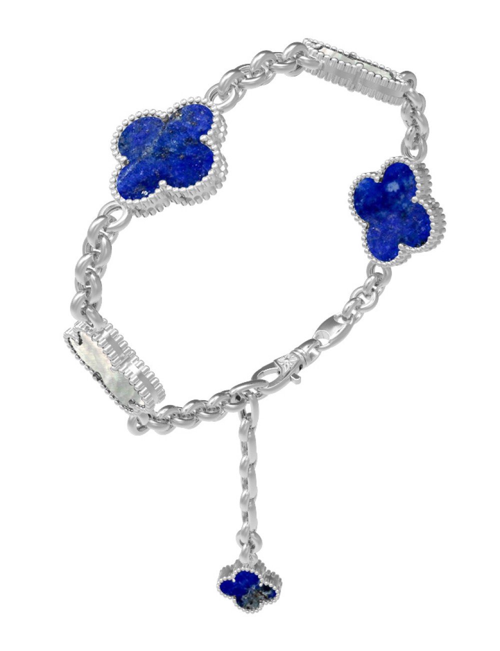 Браслет из белого золота c лазуритом и перламутром