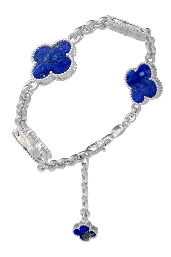Браслет из белого золота c лазуритом и перламутром