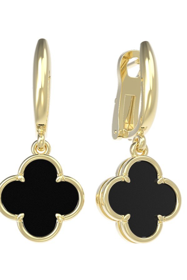 Серьги из лимонного золота c ониксом