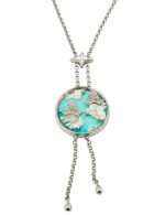 Колье из белого золота c бирюзой и перламутром