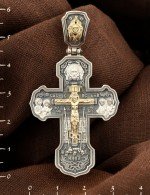 Крест из серебра 925 пробы и золота 585 пробы