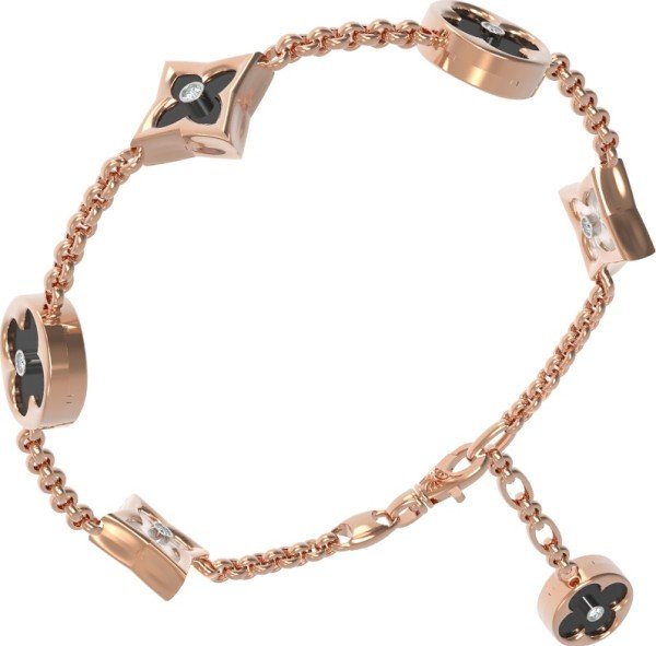 Браслет из золота c бриллиантами, ониксом и перламутром