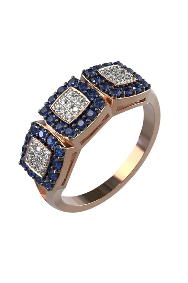 Кольцо из золота c бриллиантами и сапфиром