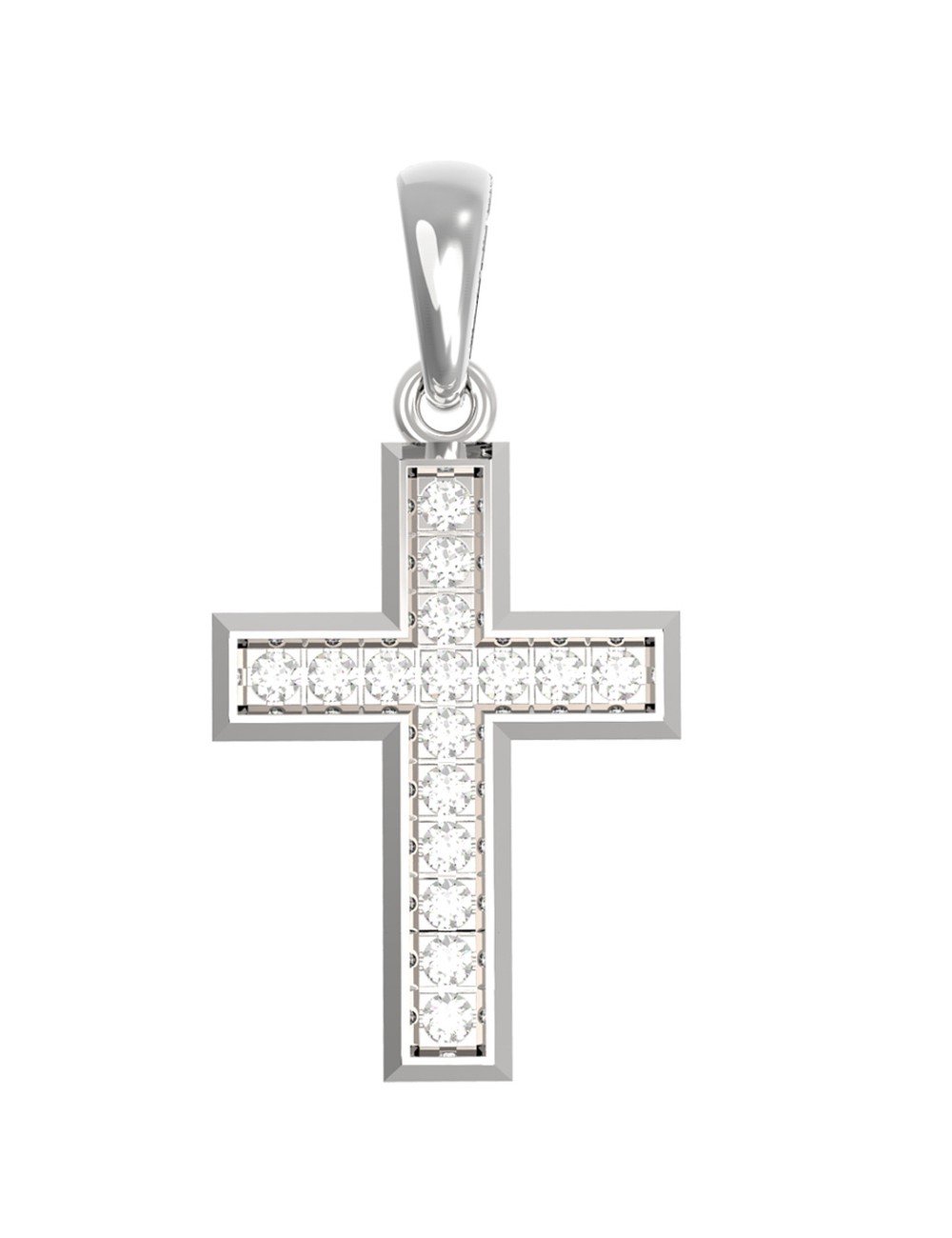 Крест из белого золота c бриллиантами