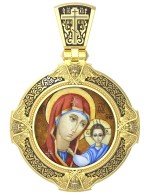 Образок из лимонного золота c эмалью и иконописью