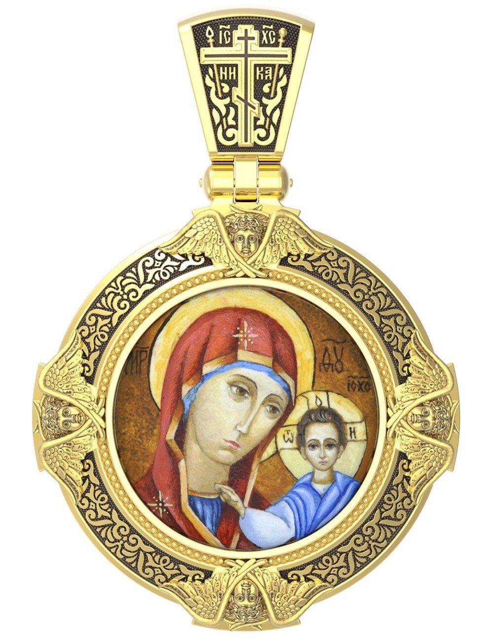 Образок из лимонного золота c эмалью и иконописью