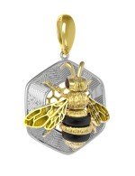 Подвеска из лимонного золота c эмалью, ониксом и эмалью