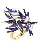 Кольцо из лимонного золота c эмалью