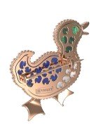 Брошь из золота c эмалью, лазуритом, малахитом и перламутром