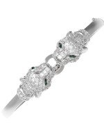 Браслет из белого золота c бриллиантами и изумрудом