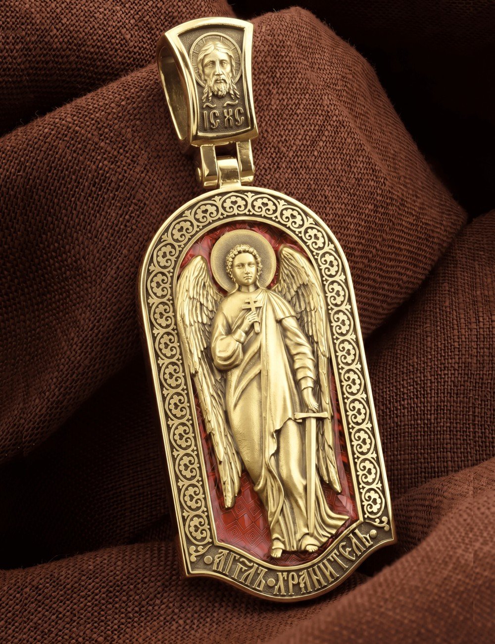 Образок из лимонного золота c эмалью