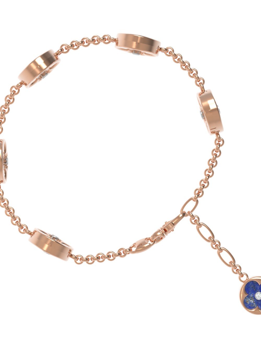 Браслет из золота c бриллиантами, лазуритом и перламутром