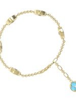 Браслет из лимонного золота c бриллиантами, бирюзой и перламутром