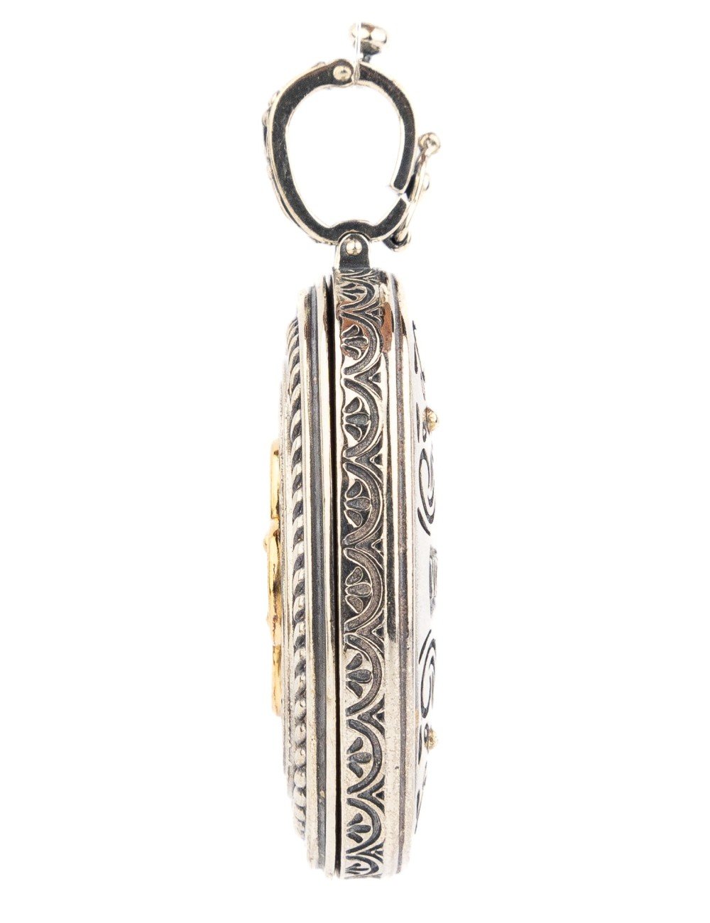 Подвеска из серебра и золота c ониксом и рубином