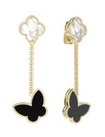 Серьги из лимонного золота c ониксом и перламутром