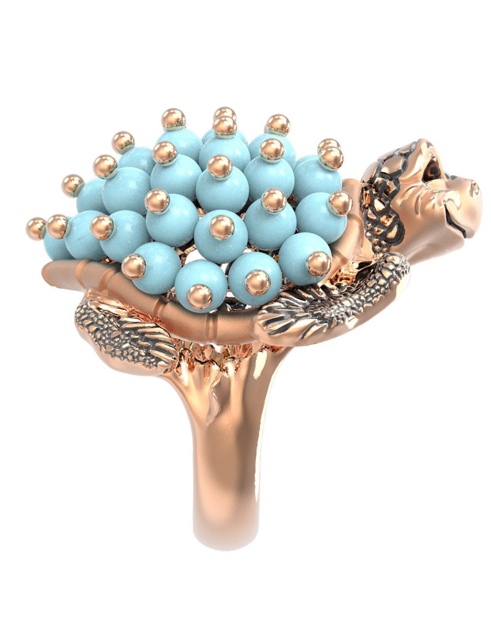 Кольцо из золота c эмалью и бирюзой