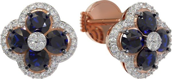 Серьги из золота c бриллиантами и сапфиром