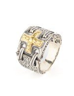 Кольцо из серебра и золота c рубином