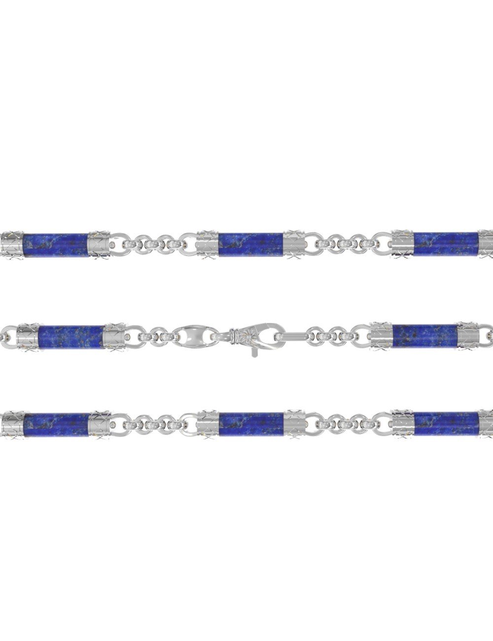 Цепь из белого золота c лазуритом