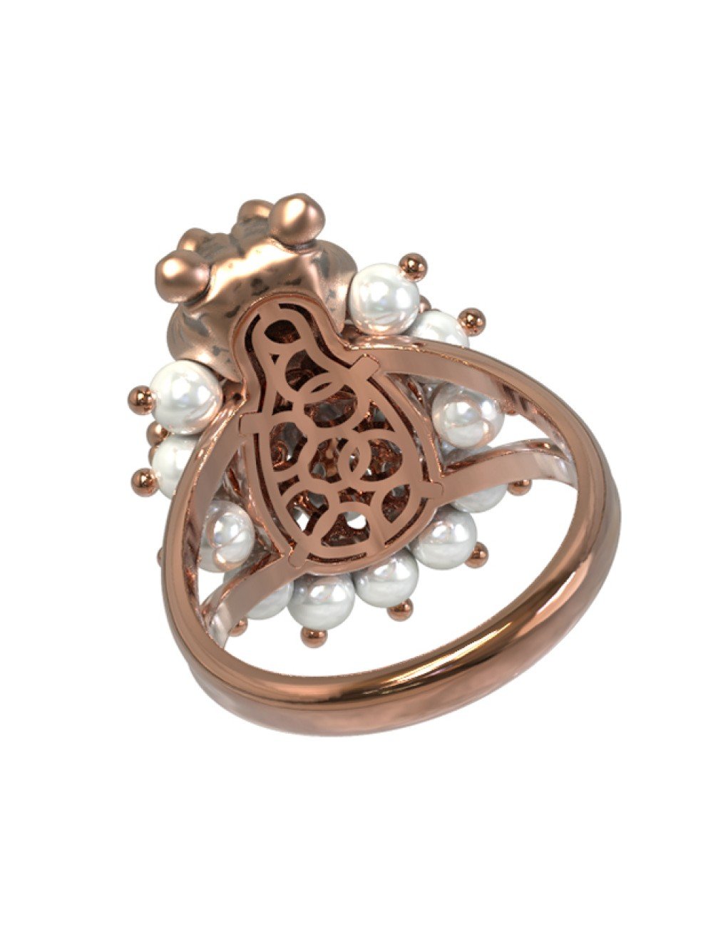 Кольцо из золота c эмалью и жемчугом