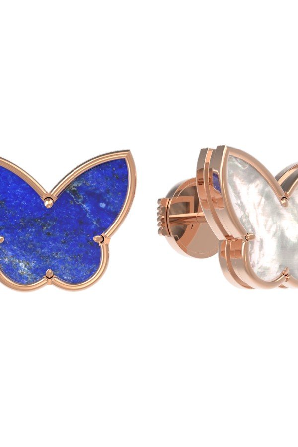 Серьги из золота c лазуритом и перламутром