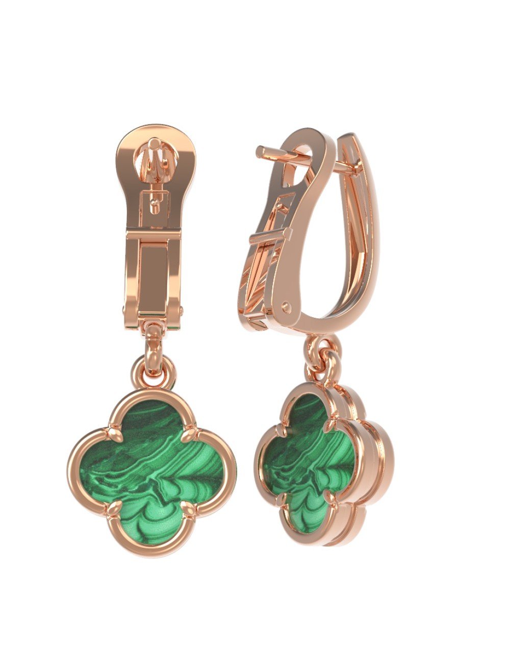 Серьги из золота c малахитом