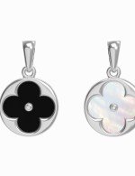 Подвеска из белого золота c ониксом и перламутром