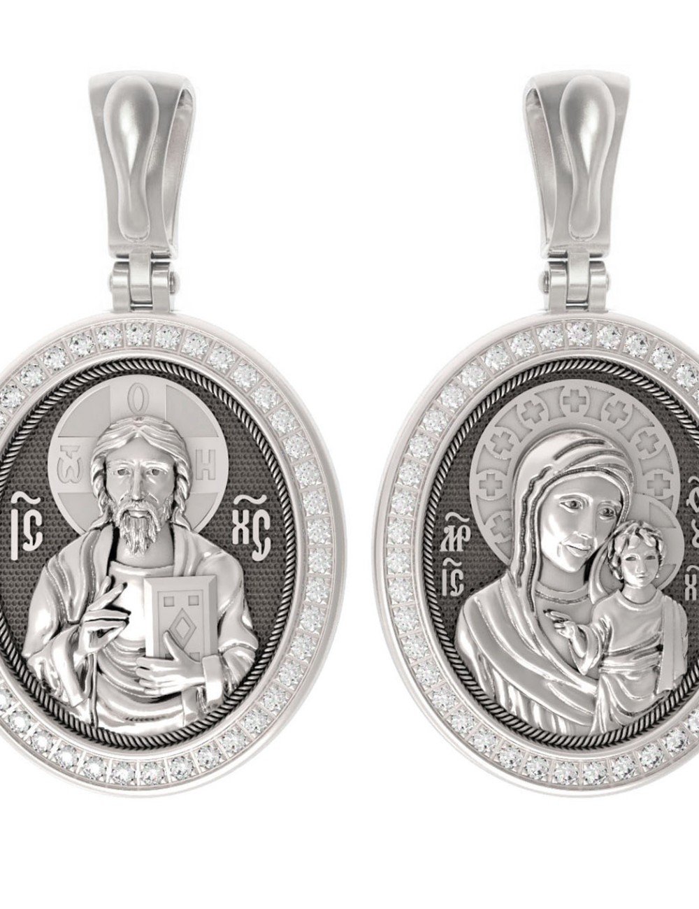 Образок из белого золота c бриллиантами