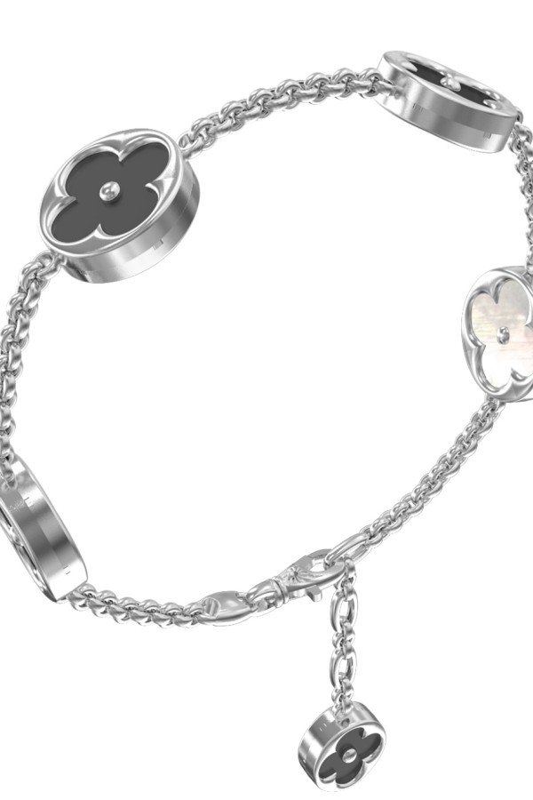 Браслет из белого золота c ониксом и перламутром