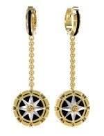 Серьги из лимонного золота c эмалью и ониксом