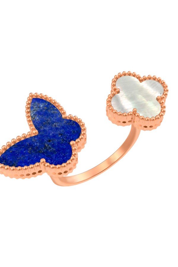 Кольцо из золота c лазуритом и перламутром