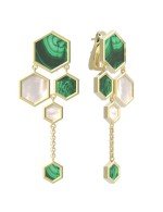 Серьги из лимонного золота c малахитом и перламутром