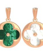 Подвеска из золота c малахитом и перламутром