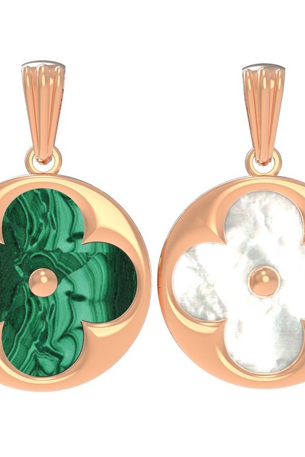Подвеска из золота c малахитом и перламутром