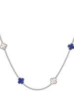 Колье из белого золота c лазуритом и перламутром