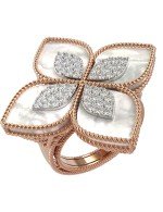 Кольцо из золота c бриллиантами и перламутром