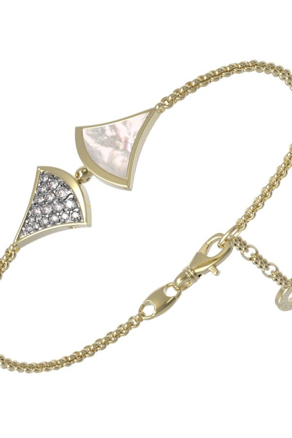 Браслет из лимонного золота c бриллиантами и перламутром