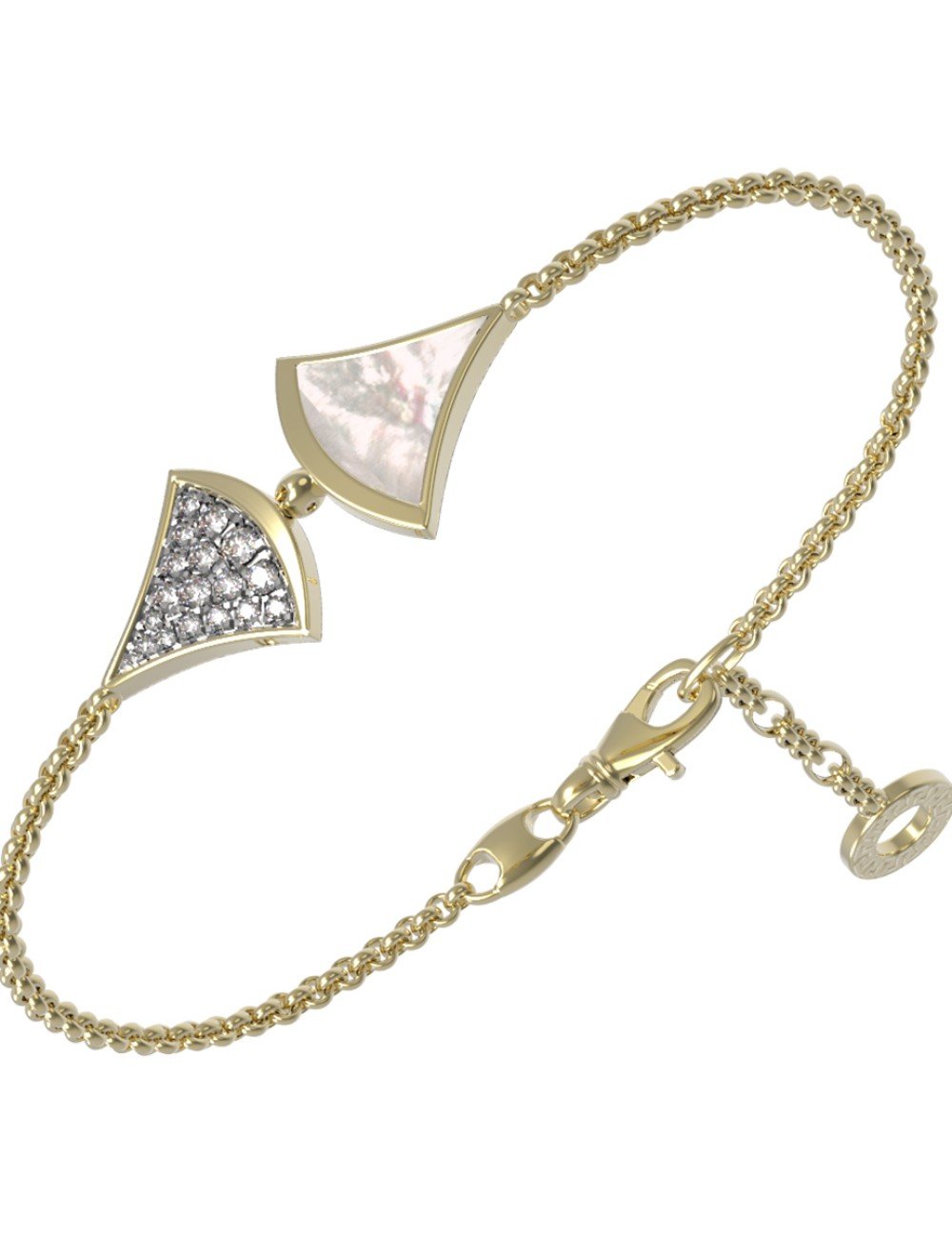 Браслет из лимонного золота c бриллиантами и перламутром