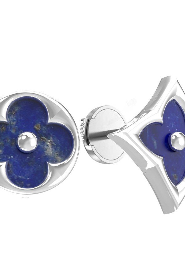 Серьги из белого золота c лазуритом