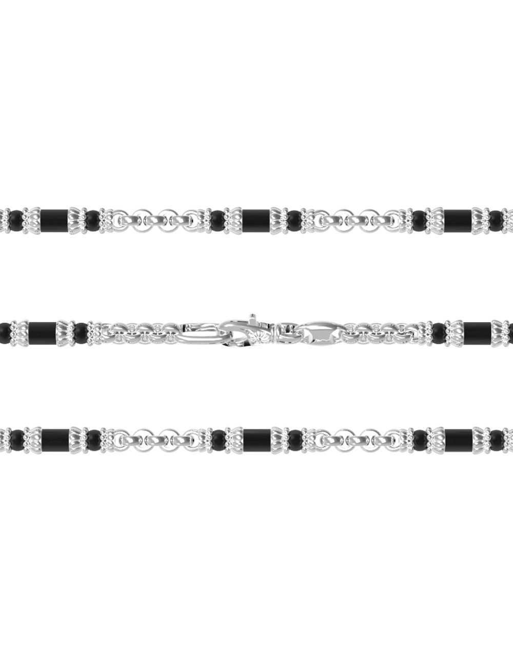 Цепь из белого золота c ониксом