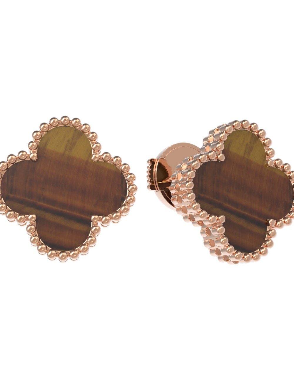 Серьги из золота c тигровым глазом