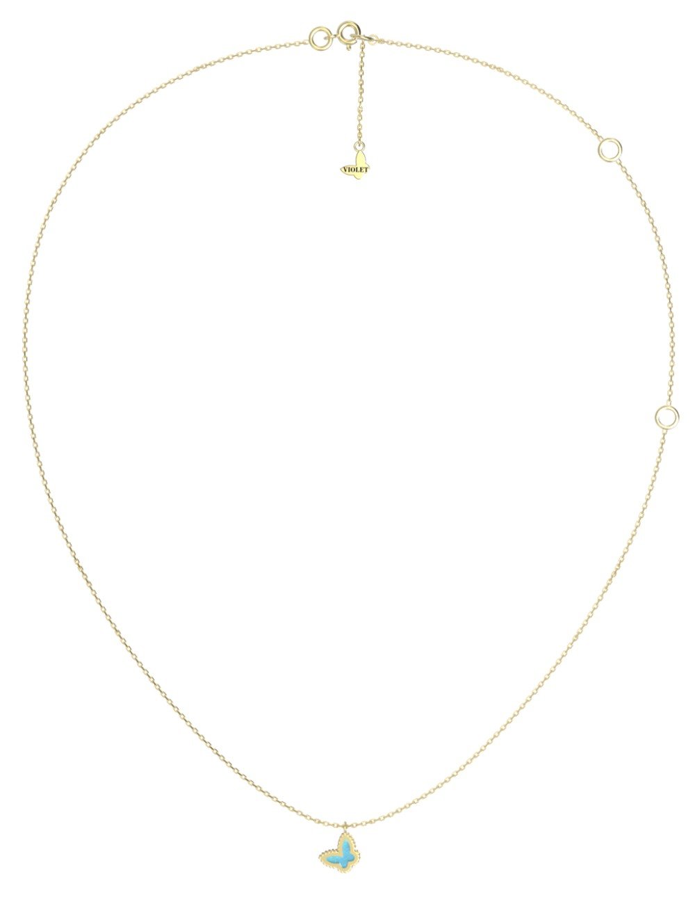 Колье из лимонного золота c бирюзой