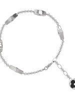 Браслет из белого золота c бриллиантами, ониксом и перламутром